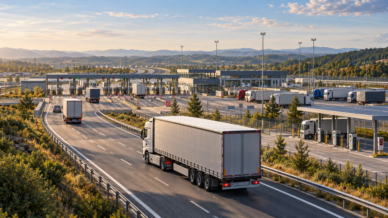 TEN-T koridor Zapadni Balkan sa kamionom, graničnim terminalom, parkingom i infrastrukturom za međunarodni transport