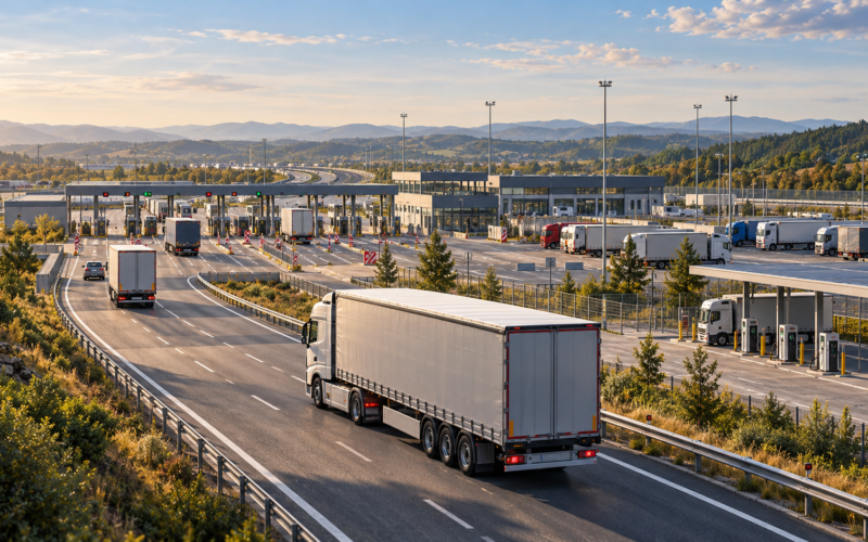 TEN-T koridor Zapadni Balkan sa kamionom, graničnim terminalom, parkingom i infrastrukturom za međunarodni transport